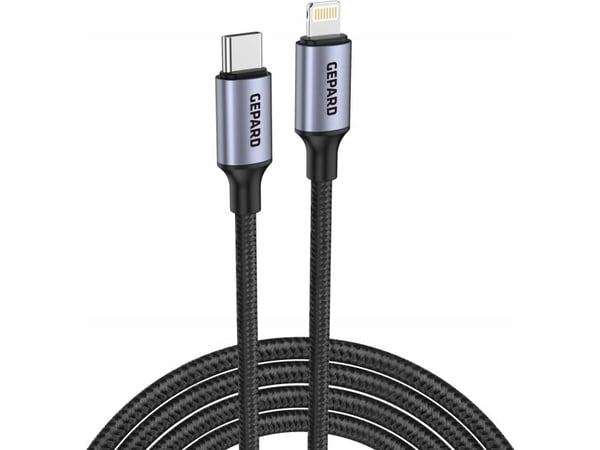 USB-kabel Gepard USB-C til Lightning 2 m, svart (GEP CABCLMH2)