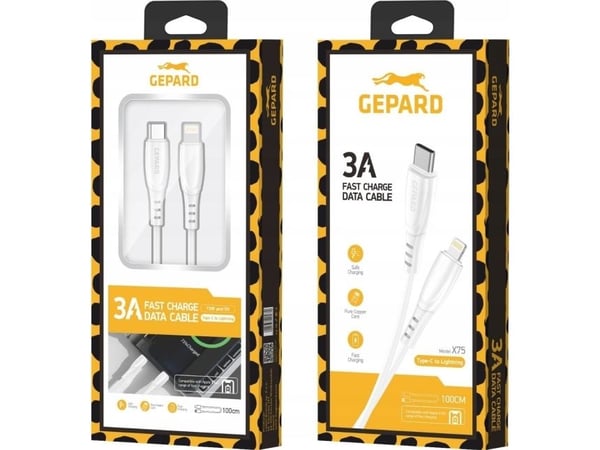 USB-kabel Gepard USB-C til Lightning 1 m hvit (GEP CABCL3A)