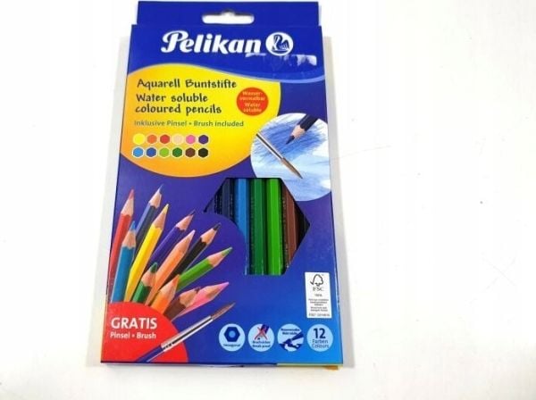 Pelikan 700672, Sort, Blå, Brun, Grønn, Lyseblå, Lysegrønn, Oransje, Fersken, Rosa, Rød, Fiolett, Gult, 12 stykker
