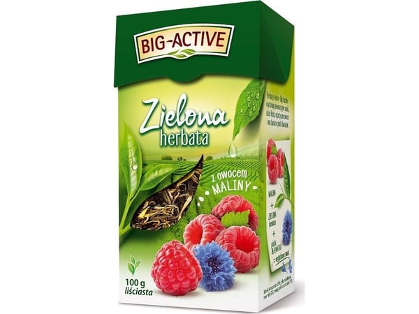 Big Active grønn te med bringebær 100 g BIO-176