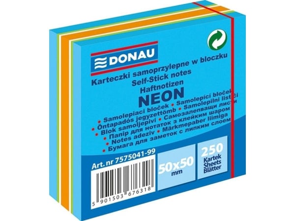 Donau KOSTKA selvklebende lapper 50x50 mm 1x250 stk blå-miks neon-pastell 7575041PL-99