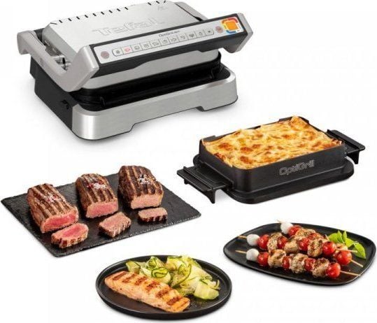Tefal OptiGrill 4in1 GC774D30, Sort, Sølv, Rektangulær, Knapper, 1 zone(s), Hengslet Lokk, Status