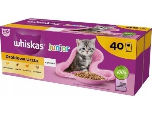 Whiskas WHISKAS Våt kattefôr Gal Junior Fjærkre 40x85g