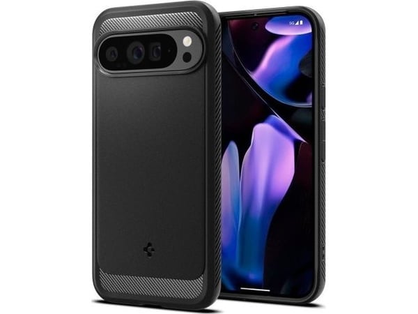 Spigen Rugged Armor Pro - Matkapuhelimen takakuori - karkea - termoplastinen polyuretaani (TPU) - mattamusta - Google Pixel 9 Pro XL:lle