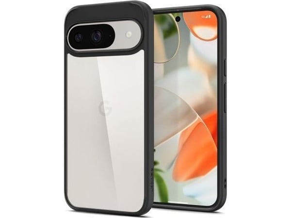 Spigen ACS07690, Suojus, Google, Pixel 9 / 9 Pro, 16 cm (6.3"), musta, Läpinäkyvä