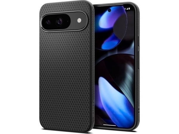Spigen Liquid Air - Matkapuhelimen takakuori - termoplastinen polyuretaani (TPU) - mattamusta - Google Pixel 9, 9 Pro -puhelimille