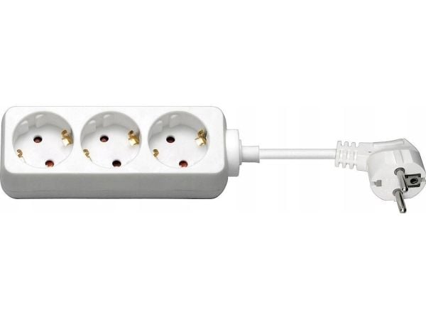Microconnect 3-way Schuko Socket 5M White, 3 x Type F, Valkoinen, 300 g, 1 kpl, 202 mm, 134 mm