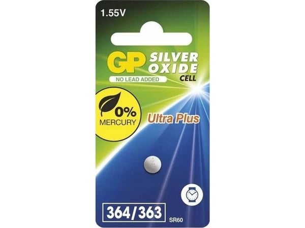 GP Batteries Silver Oxide Cell 364, Engångsbatteri, SR60, Silver-oxid (S), 1,55 V, 1 styck, Rostfritt stål