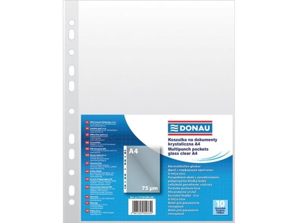 Donau dokumentmapper DONAU, PP, A4, krystall, 75 mikron, 10 stk