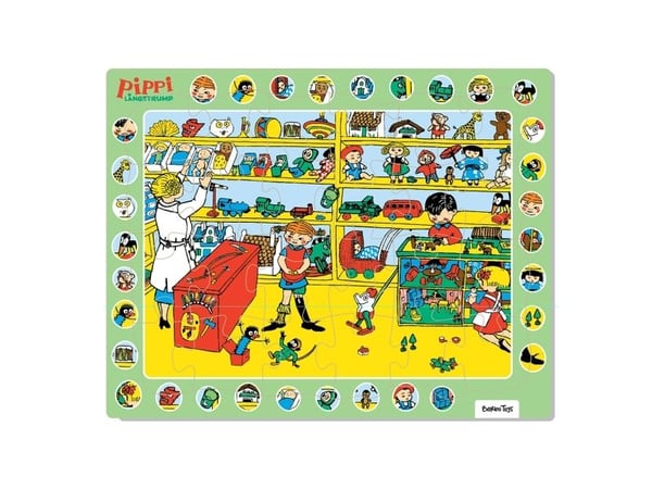 Pippi - innrammet papppuslespill, 24 brikker