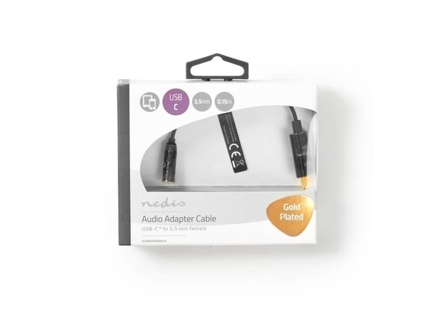 Nedis CCBW65950BK015, 3,5 mm, liitin, USB Type-C, liitin, 0,15 m, Lajittelu