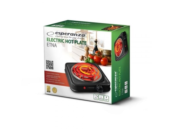 Esperanza EKH012K, Svart, Benkeplate, 21 cm, 1 zone(s), 1 zone(s), Rotasjon