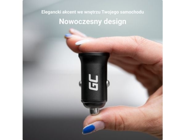 Green Cell GC CADM-GC-36AA - USB-lader 36 W 2x USB-A schwarz, automatisk, innendørs, sigarettenner, 12 V, svart