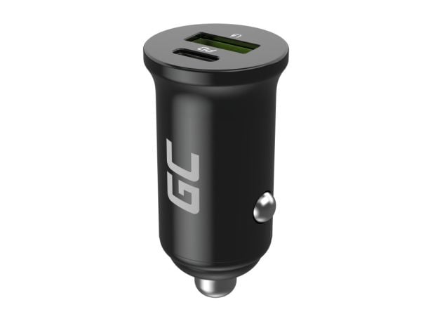 Green Cell GC CADM-GC-38AC - USB-Ladegeraet 38 W 1x USB-C USB-A schwarz, Automatisk, Innendørs, Cigartenner/lighter, 12 V, Sort