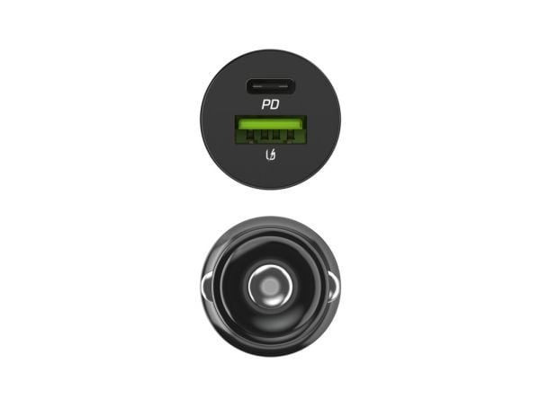 Green Cell GC CADM-GC-38AC - USB-Ladegeraet 38 W 1x USB-C USB-A schwarz, Automatisk, Innendørs, Cigartenner/lighter, 12 V, Sort