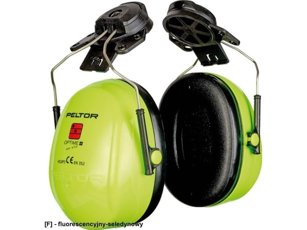 3M kuulonsuojain Optime III HI-VIZ kiinnitettäväksi kypärään, jossa on aukkoHigh=34. Medium=28. Low=19