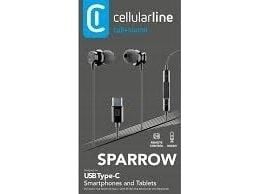 Cellular Line Sparrow - Ørepropper med mikrofon - i øret - kablet - USB-C - svart