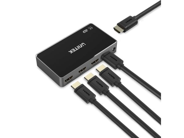 Unitek - Video/lyd splitter/bryter - 1 in, 4 out, 4K - 4 x HDMI - stasjonær