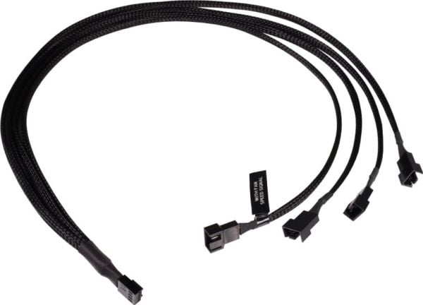 Alphacool Y-splitter 4-pinners til 4x 4-pinners PWM 60cm - svart