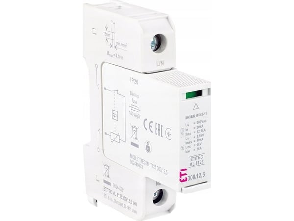 Etipo Ylijännitesuoja ETI Polam ETITEC GSM Tyyppi T1, T2 B C 002440607 T12 275/25 3+0 RC