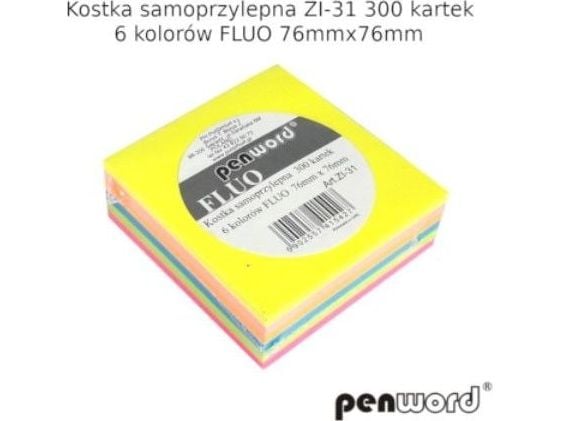 Kynäsana PENWORD ZI-31 itseliimautuva kuutio 300k. 76x76mm 6 väriä Kynäsana