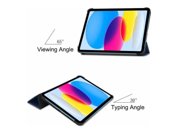 CoreParts - Lommebok for nettbrett - tri-fold caster, with auto-wake function - polyuretanlær - blå - for Apple 10.9-inch iPad Wi-Fi (10. generasjon)