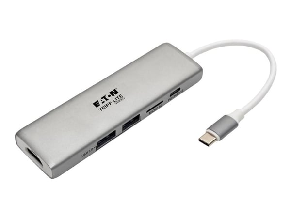 Eaton Tripp Lite Series USB C Docking Station Adapter, 4K @ 30 Hz, HDMI, Thunderbolt 3, PD Charging, Micro SD - Silver, USB Type C, USB-C, USB Type...