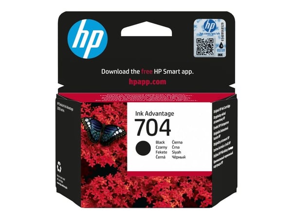 HP 704 - Musta - alkuperäinen - Ink Advantage - värikasetti - Deskjet Ink Advantage 2060 K110a -laitteeseen