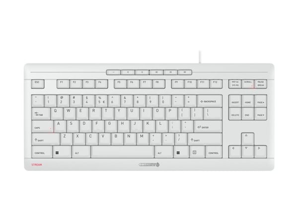 CHERRY STREAM KEYBOARD TKL - Tangentbord - USB - USA med eurosymbol - tangentbrytare: CHERRY SX - blekgrå