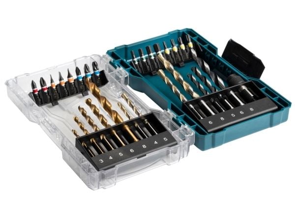 Makita - Spissett for skrutrekker og bor - for tre, metall, stein - bor, brad-punktsbit - 29 deler - heksagonal
