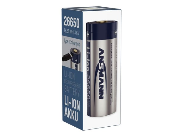 Ansmann Li-Ion 26650 5100mAh 3.6V Micro-USB-liitäntä 1307-0012