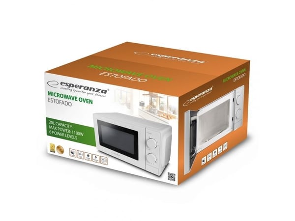 Esperanza ESTOFADO, Benkeplate, Solo mikrobølge ovn, 20 l, 700 W, Rotasjon, Hvit