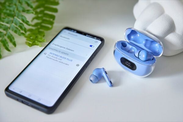 Intenso T310AE - True wireless-hodetelefoner med mikrofon - i øret - Bluetooth - aktiv støydemping - blå