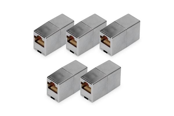 DIGITUS - Kopplingsdon för nätverk - RJ-45 (hona) till RJ-45 (hona) - skärmad - CAT 5e - modulär, stiftkoppling: 1:1 (paket om 5)