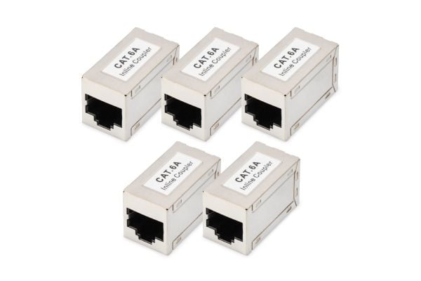 DIGITUS - Kopplingsdon för nätverk - RJ-45 (hona) till RJ-45 (hona) - skärmad - CAT 6a - modulär, stiftkoppling: 1:1 (paket om 5)