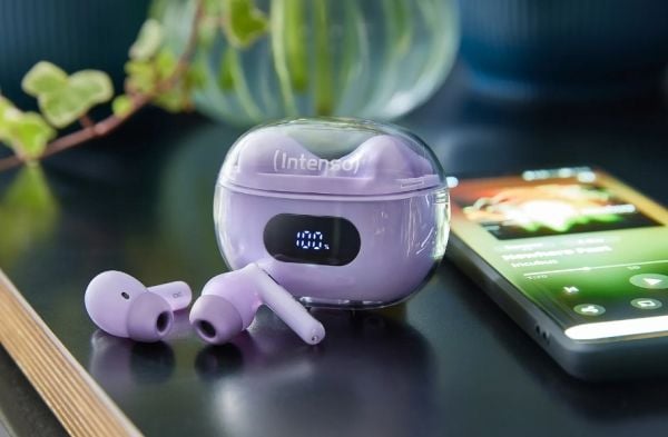 Intenso T310AE - True wireless-hodetelefoner med mikrofon - i øret - Bluetooth - aktiv støydemping - purpur