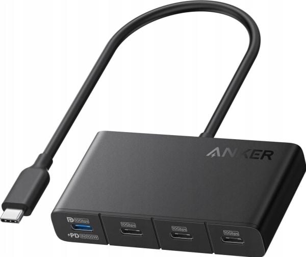 Anker 4w1 hubi USB-C 10Gbps musta