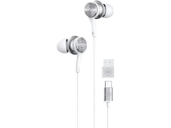 Maxell XC1 USB-C langalliset kuulokkeet USB-A-sovittimella valkoinen