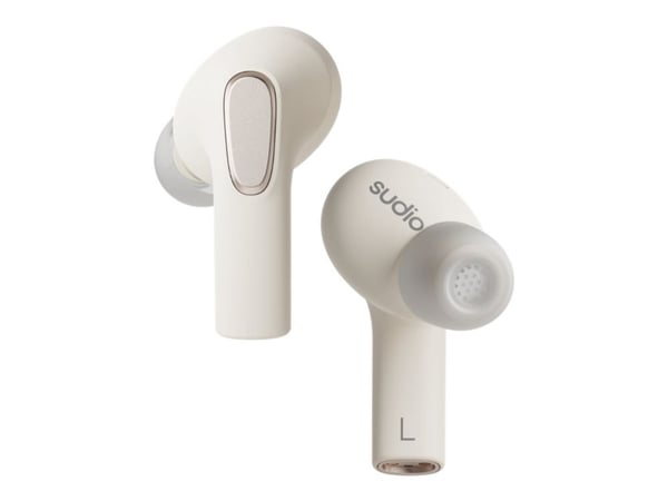 Sudio E3 - True wireless-hodetelefoner med mikrofon - i øret - Bluetooth - aktiv støydemping - lydisolerende - kremhvit