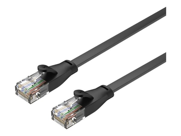 Unitek - Nettverkskabel - RJ-45 (hann) til RJ-45 (hann) - UTP - CAT 6 - formstøpt, uten hindringer, flat - svart