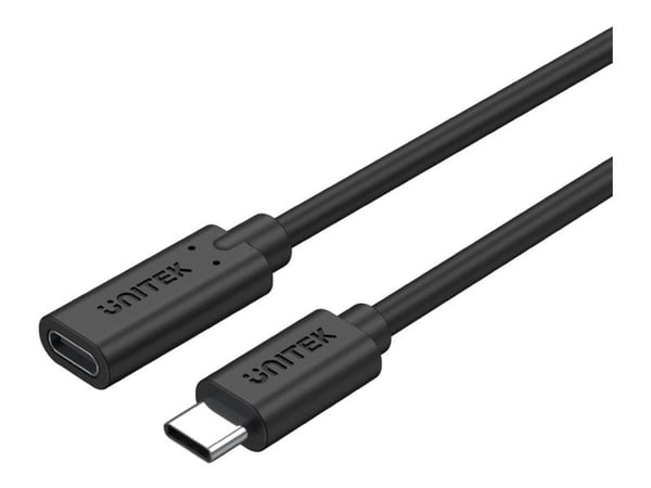 Unitek C14086BK - USB-forlengelseskabel - USB-C (hunn) til USB-C (hann) - USB 3.2 Gen 2 - 20 V - 5 A - 50 cm - flertrådet, USB Power Delivery (100 ...
