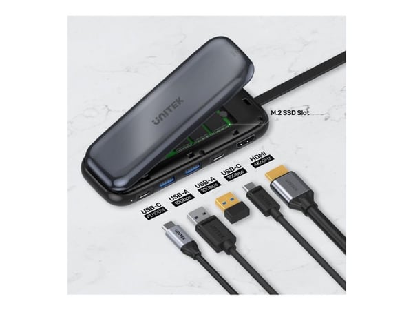 Unitek uHUB H6 - Dokkingstasjon - USB-C 3.2 Gen 2 - HDMI