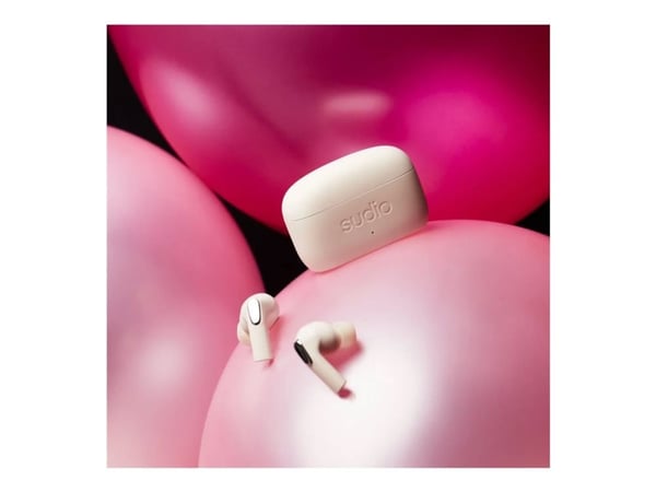 Sudio E3 - True wireless-hodetelefoner med mikrofon - i øret - Bluetooth - aktiv støydemping - lydisolerende - kremhvit
