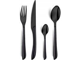 Amefa Lumino 1422 - 16 pcs Bestik sæt  (Bright Black PVD – Black handle)