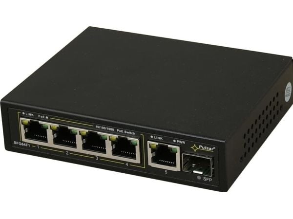 Switch Pulsar Switch 6-ports PULSAR SFG64F1 for 4 IP-kameraer