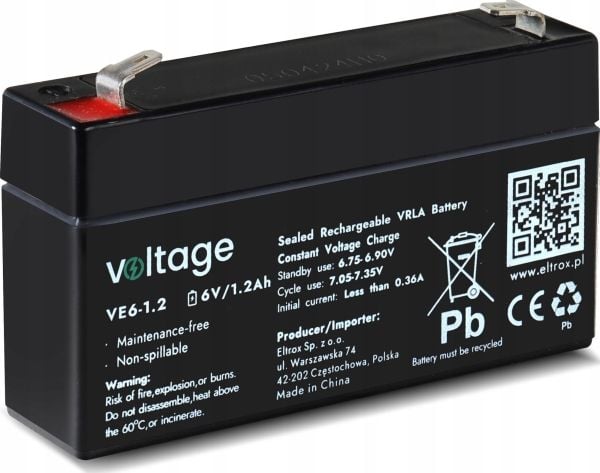 AGM-batteri 6V 1.2Ah VE6-1.2