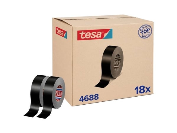 tesa tesaband 4688 tekstiltape Standard 04688-00000-00 sort (L x B) 50 m x 50 mm 18 stk