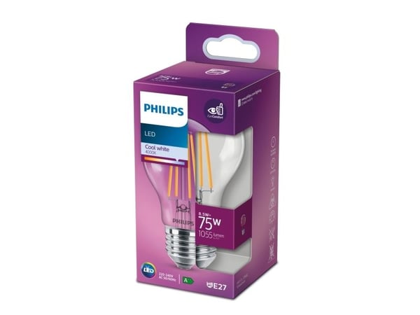 Philips 8718699762032, 8,5 W, 75 W, E27, 1055 lm, 15000 timer, Kjølig hvit