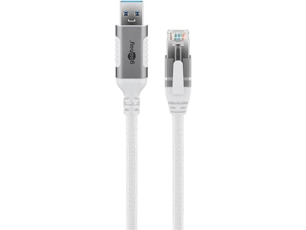 Goobay 74159, 2 m, Cat6, F/UTP (FTP), USB A, RJ-45, Valkoinen