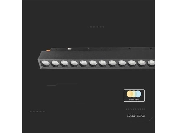 V-tac 20W LED SMART lampe med magnetiske fester, 48V, svart, 2700-6400K